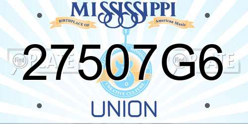 27507G6 Mississippi License Plate