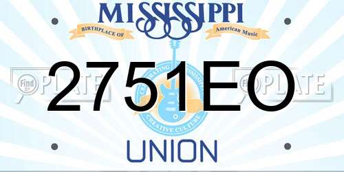 2751EO Mississippi License Plate