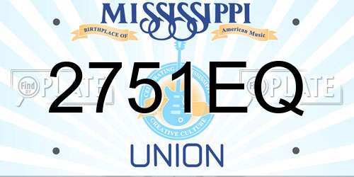 2751EQ Mississippi License Plate