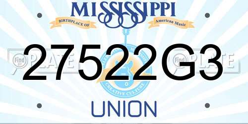 27522G3 Mississippi License Plate