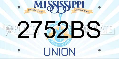 2752BS Mississippi License Plate