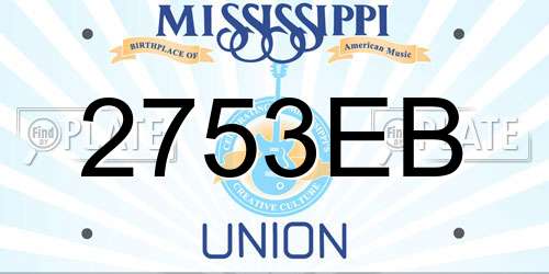 2753EB Mississippi License Plate