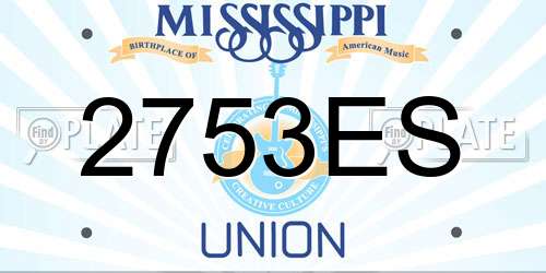 2753ES Mississippi License Plate