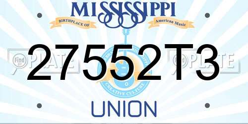 27552T3 Mississippi License Plate