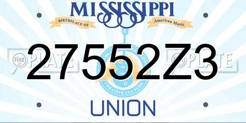 27552Z3 Mississippi License Plate