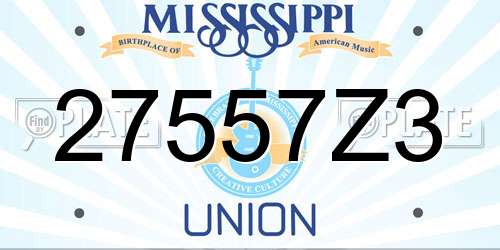 27557Z3 Mississippi License Plate