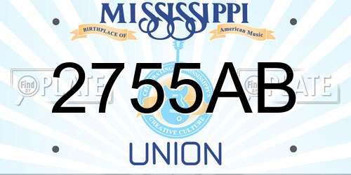 2755AB Mississippi License Plate