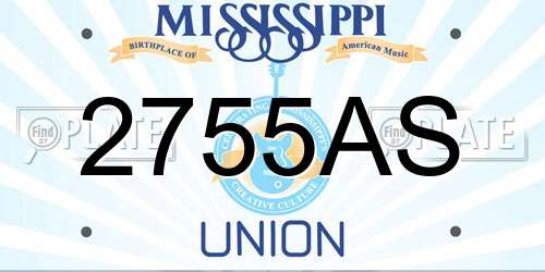 2755AS Mississippi License Plate