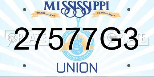 27577G3 Mississippi License Plate