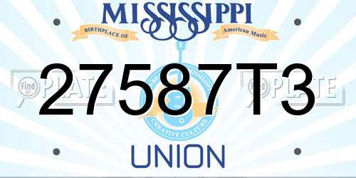 27587T3 Mississippi License Plate