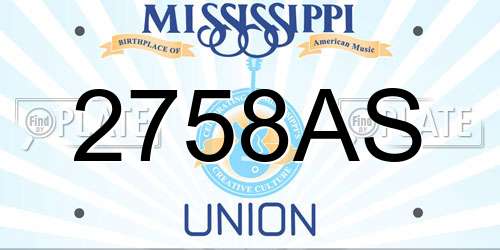 2758AS Mississippi License Plate