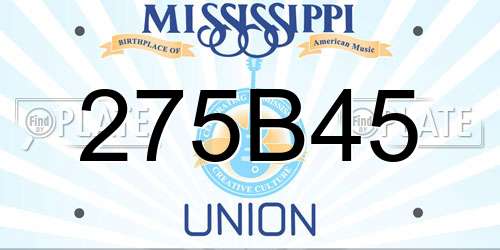 275B45 Mississippi License Plate