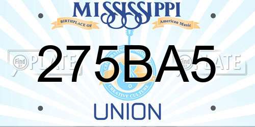 275BA5 Mississippi License Plate