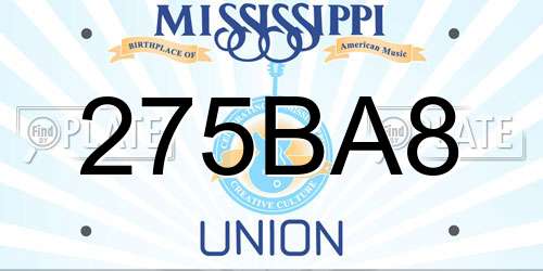 275BA8 Mississippi License Plate