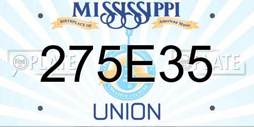 275E35 Mississippi License Plate