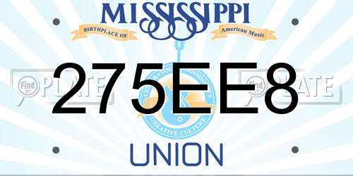 275EE8 Mississippi License Plate