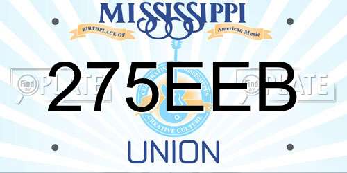 275EEB Mississippi License Plate
