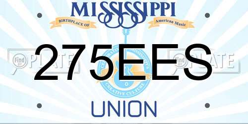 275EES Mississippi License Plate
