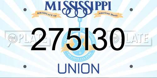 275I30 Mississippi License Plate