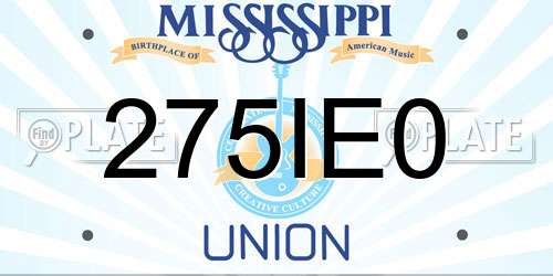 275IE0 Mississippi License Plate