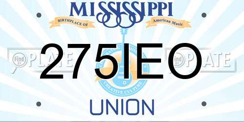 275IEO Mississippi License Plate