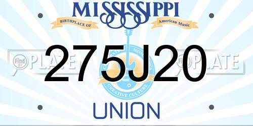 275J20 Mississippi License Plate