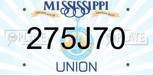 275J70 Mississippi License Plate
