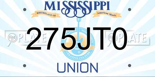 275JT0 Mississippi License Plate