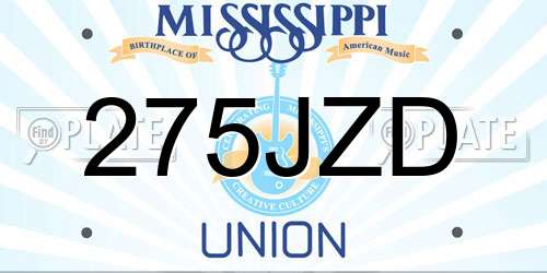 275JZD Mississippi License Plate