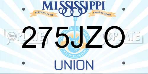 275JZO Mississippi License Plate