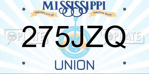 275JZQ Mississippi License Plate