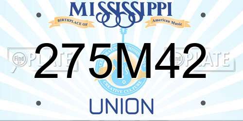 275M42 Mississippi License Plate