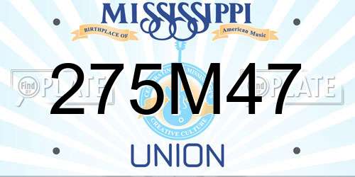 275M47 Mississippi License Plate