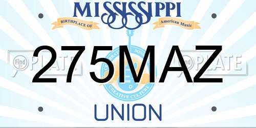275MAZ Mississippi License Plate