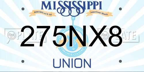 275NX8 Mississippi License Plate