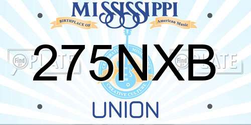 275NXB Mississippi License Plate