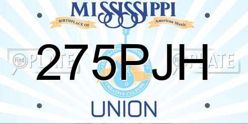 275PJH Mississippi License Plate