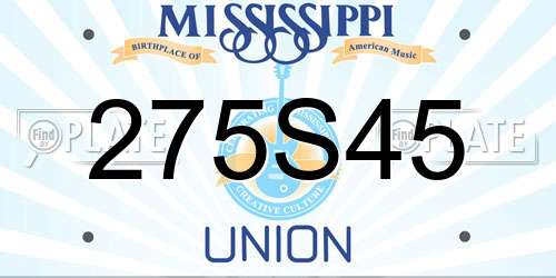 275S45 Mississippi License Plate
