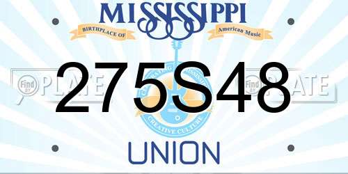 275S48 Mississippi License Plate