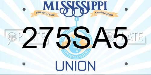 275SA5 Mississippi License Plate