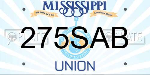 275SAB Mississippi License Plate