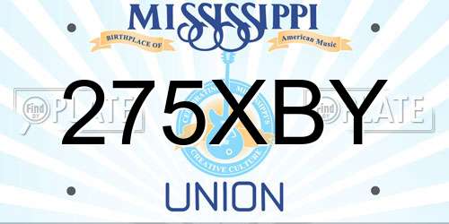 275XBY Mississippi License Plate