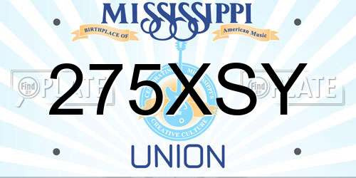 275XSY Mississippi License Plate