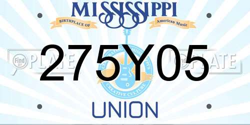 275Y05 Mississippi License Plate