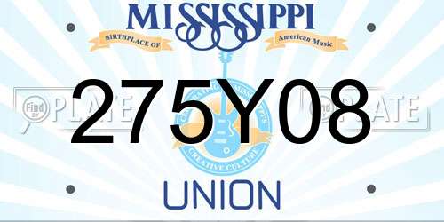275Y08 Mississippi License Plate