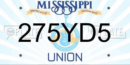 275YD5 Mississippi License Plate