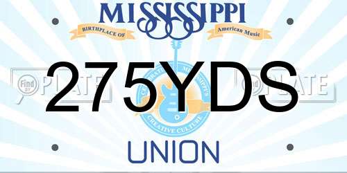 275YDS Mississippi License Plate