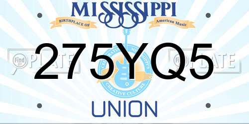 275YQ5 Mississippi License Plate