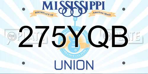 275YQB Mississippi License Plate