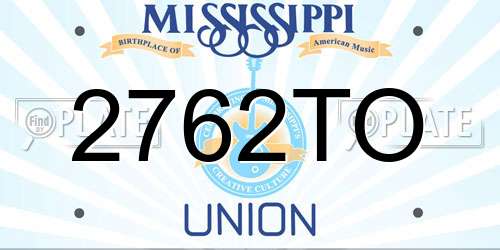 2762TO Mississippi License Plate